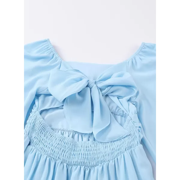 blibean Girls Long Sleeve Tie Back Dress Tween Fall Off Shoulder Dress Size 6-15 Years