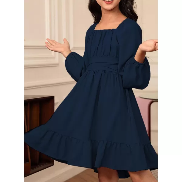 blibean Girls Long Sleeve Tie Back Dress Tween Fall Off Shoulder Dress Size 6-15 Years