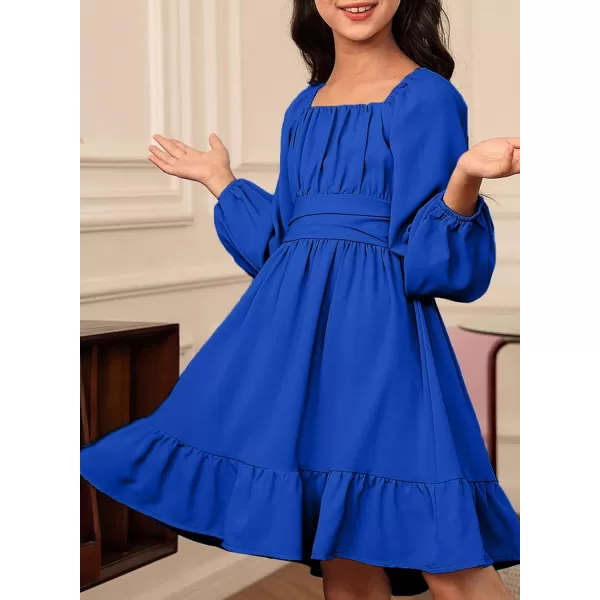 blibean Girls Long Sleeve Tie Back Dress Tween Fall Off Shoulder Dress Size 6-15 Years