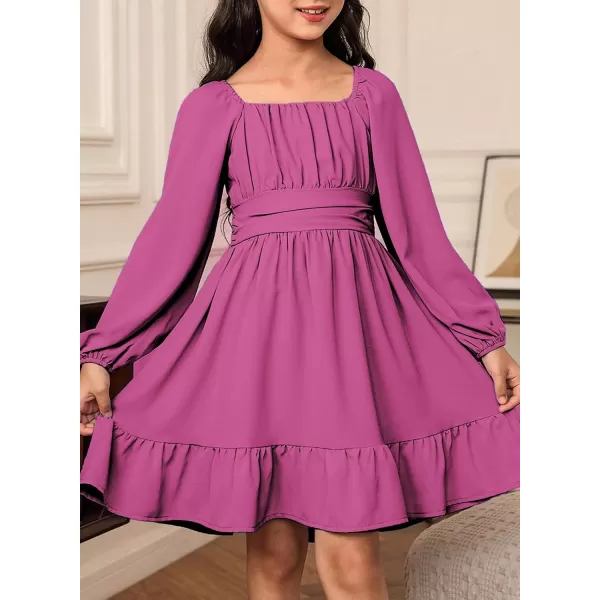 blibean Girls Long Sleeve Tie Back Dress Tween Fall Off Shoulder Dress Size 6-15 Years