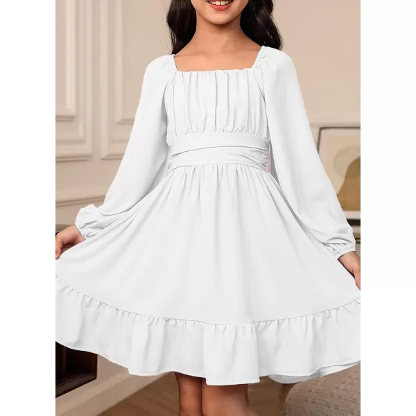 blibean Girls Long Sleeve Tie Back Dress Tween Fall Off Shoulder Dress Size 6-15 Years