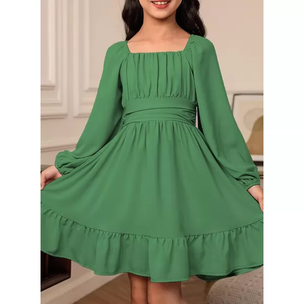 blibean Girls Long Sleeve Tie Back Dress Tween Fall Off Shoulder Dress Size 6-15 Years