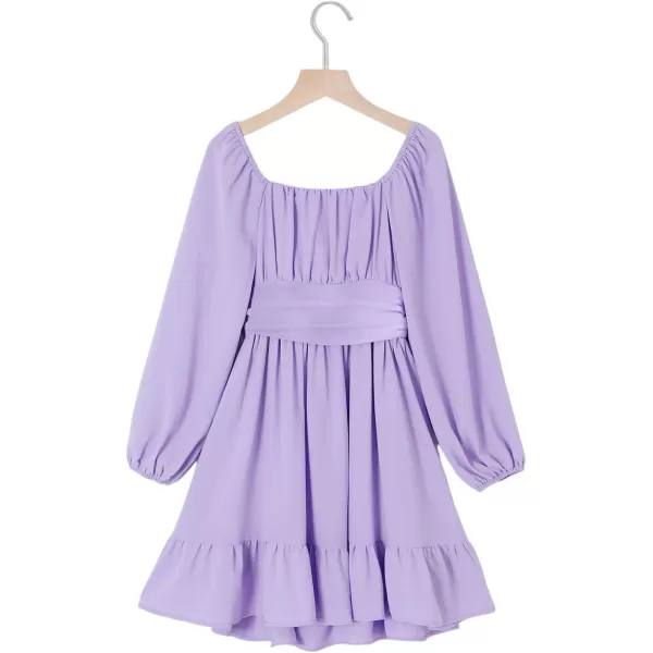 blibean Girls Long Sleeve Tie Back Dress Tween Fall Off Shoulder Dress Size 6-15 Years