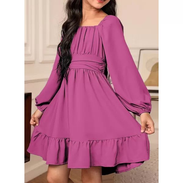 blibean Girls Long Sleeve Tie Back Dress Tween Fall Off Shoulder Dress Size 6-15 Years
