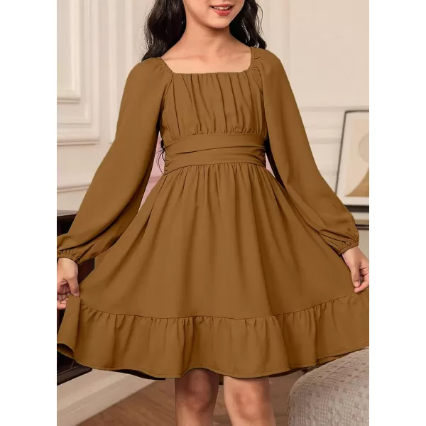 blibean Girls Long Sleeve Tie Back Dress Tween Fall Off Shoulder Dress Size 6-15 Years
