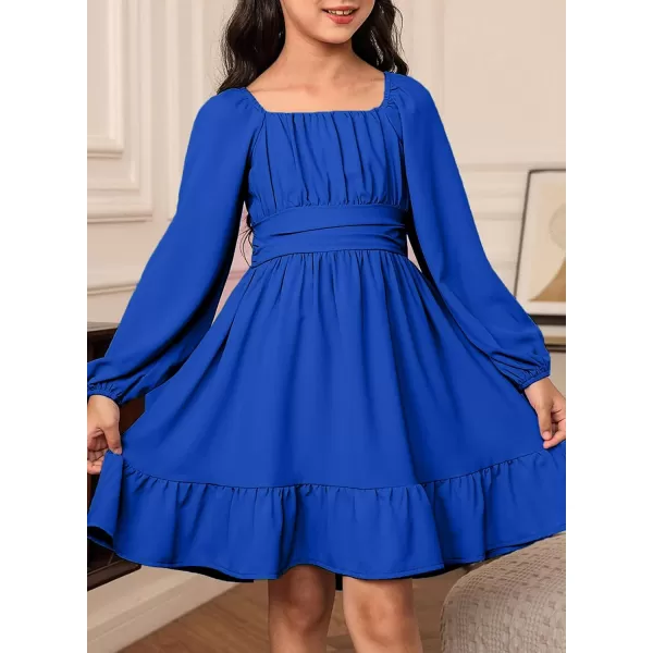 blibean Girls Long Sleeve Tie Back Dress Tween Fall Off Shoulder Dress Size 6-15 Years