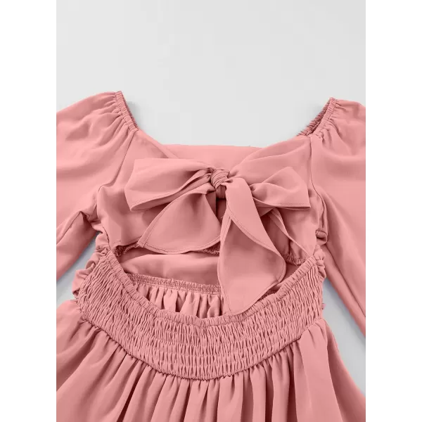 blibean Girls Long Sleeve Tie Back Dress Tween Fall Off Shoulder Dress Size 6-15 Years