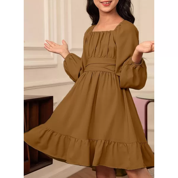 blibean Girls Long Sleeve Tie Back Dress Tween Fall Off Shoulder Dress Size 6-15 Years