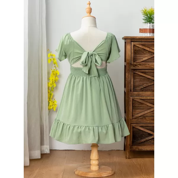 blibean Girls Summer Tie Back Dress Tween Kids Off Shoulder Dresses Size 4-13 Years