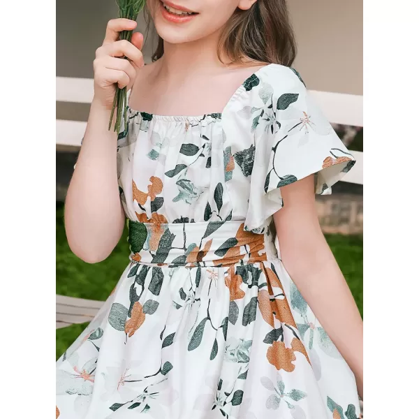 blibean Girls Summer Tie Back Dress Tween Kids Off Shoulder Dresses Size 4-13 Years