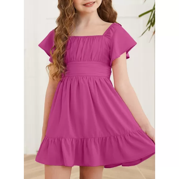 blibean Girls Summer Tie Back Dress Tween Kids Off Shoulder Dresses Size 4-13 Years