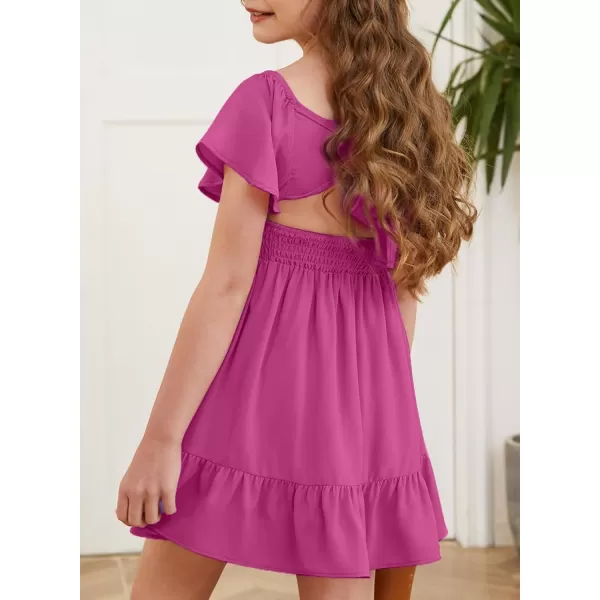 blibean Girls Summer Tie Back Dress Tween Kids Off Shoulder Dresses Size 4-13 Years