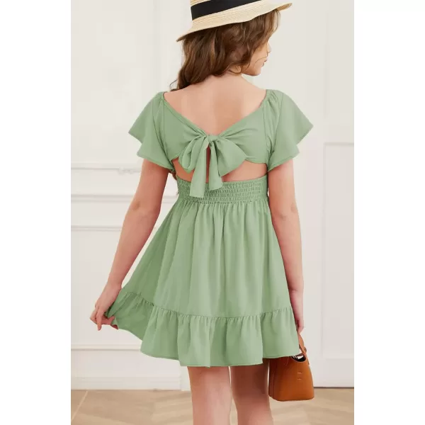 blibean Girls Summer Tie Back Dress Tween Kids Off Shoulder Dresses Size 4-13 Years