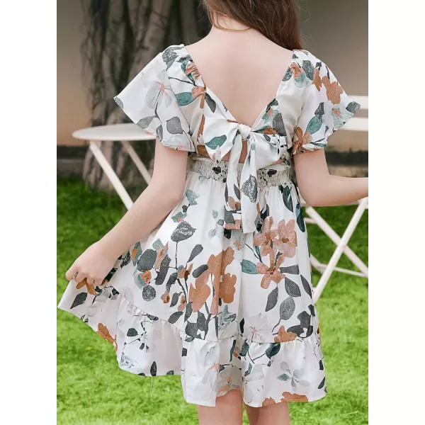 blibean Girls Summer Tie Back Dress Tween Kids Off Shoulder Dresses Size 4-13 Years