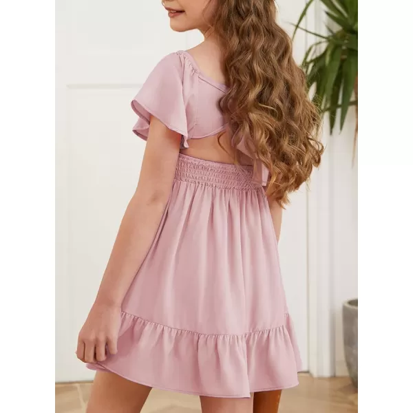 blibean Girls Summer Tie Back Dress Tween Kids Off Shoulder Dresses Size 4-13 Years