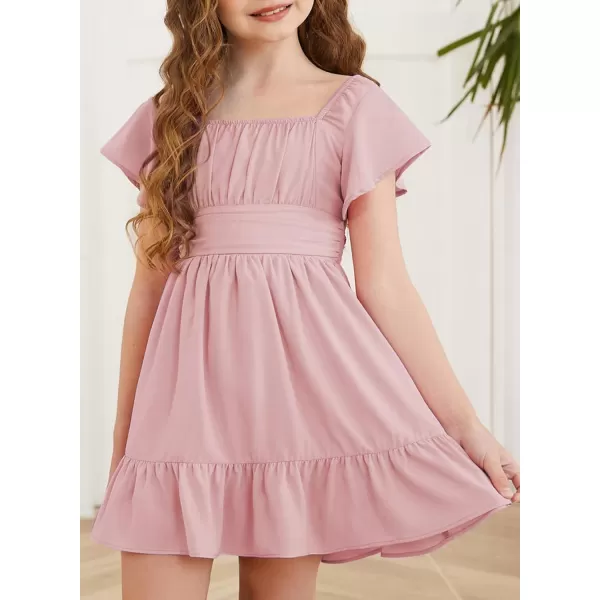 blibean Girls Summer Tie Back Dress Tween Kids Off Shoulder Dresses Size 4-13 Years
