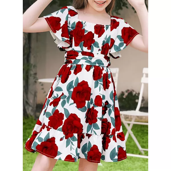 blibean Girls Summer Tie Back Dress Tween Kids Off Shoulder Dresses Size 4-13 Years