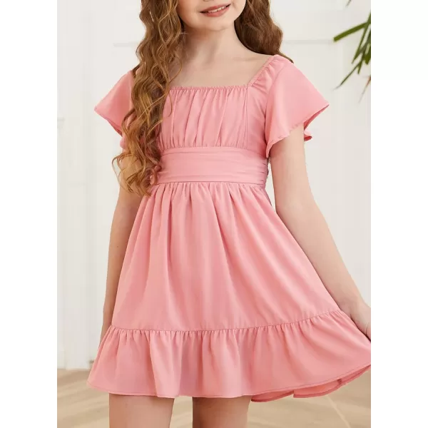 blibean Girls Summer Tie Back Dress Tween Kids Off Shoulder Dresses Size 4-13 Years