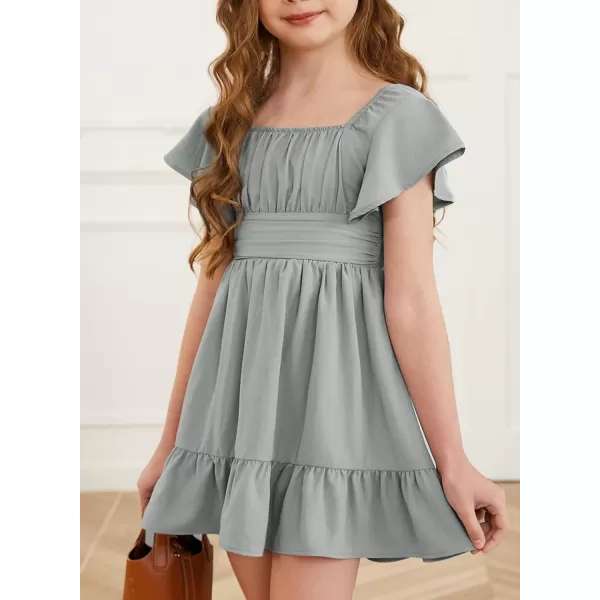 blibean Girls Summer Tie Back Dress Tween Kids Off Shoulder Dresses Size 4-13 Years