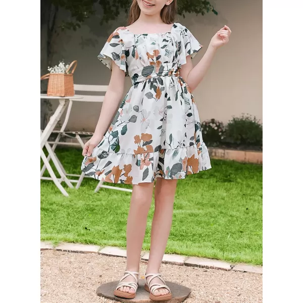 blibean Girls Summer Tie Back Dress Tween Kids Off Shoulder Dresses Size 4-13 Years