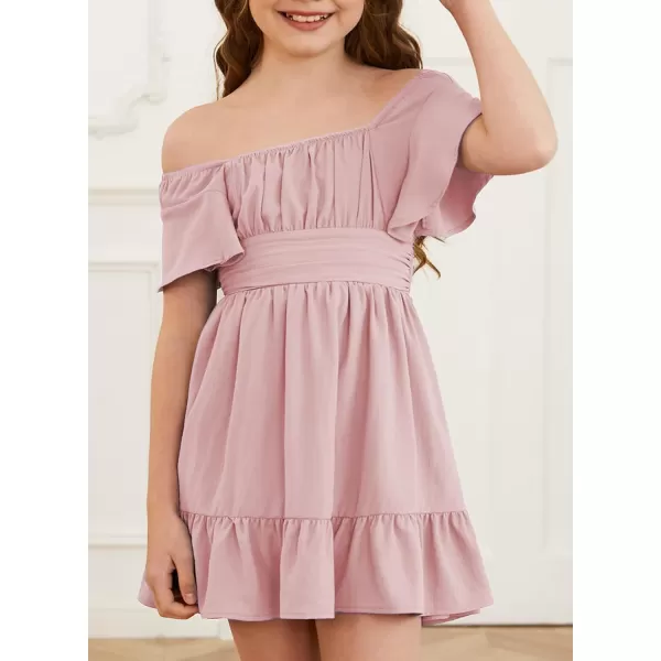 blibean Girls Summer Tie Back Dress Tween Kids Off Shoulder Dresses Size 4-13 Years
