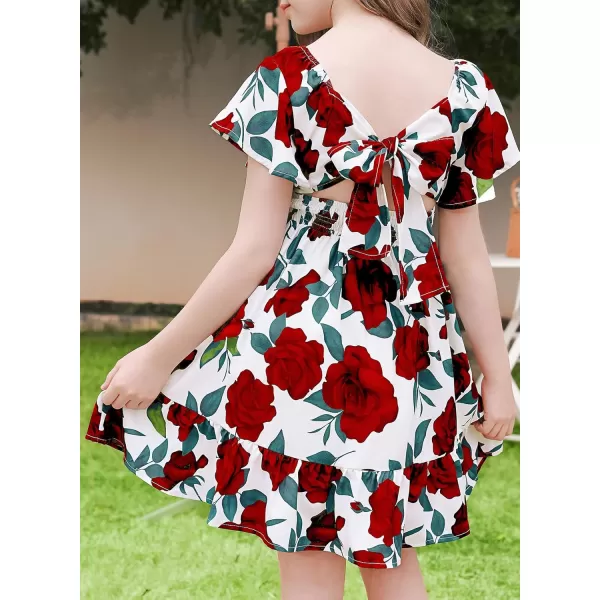 blibean Girls Summer Tie Back Dress Tween Kids Off Shoulder Dresses Size 4-13 Years