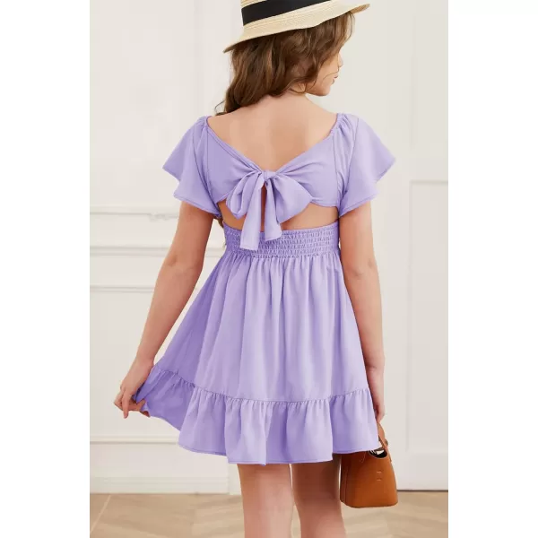 blibean Girls Summer Tie Back Dress Tween Kids Off Shoulder Dresses Size 4-13 Years