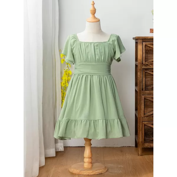 blibean Girls Summer Tie Back Dress Tween Kids Off Shoulder Dresses Size 4-13 Years