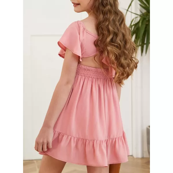 blibean Girls Summer Tie Back Dress Tween Kids Off Shoulder Dresses Size 4-13 Years