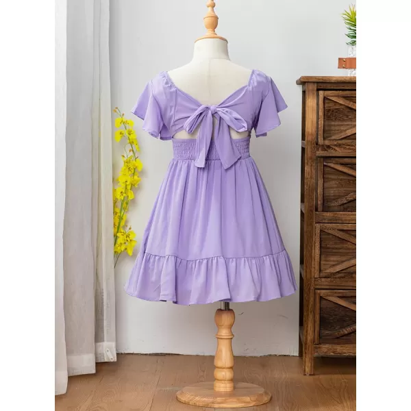 blibean Girls Summer Tie Back Dress Tween Kids Off Shoulder Dresses Size 4-13 Years