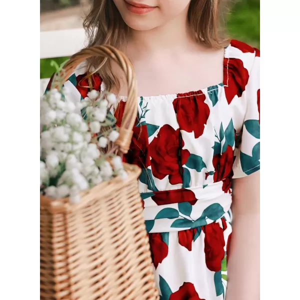 blibean Girls Summer Tie Back Dress Tween Kids Off Shoulder Dresses Size 4-13 Years
