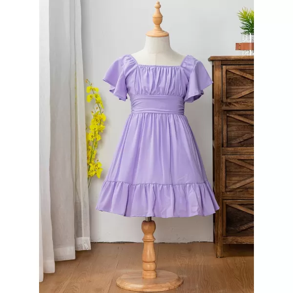 blibean Girls Summer Tie Back Dress Tween Kids Off Shoulder Dresses Size 4-13 Years