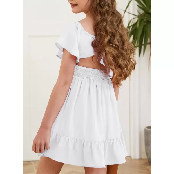 blibean Girls Summer Tie Back Dress Tween Kids Off Shoulder Dresses Size 4-13 Years