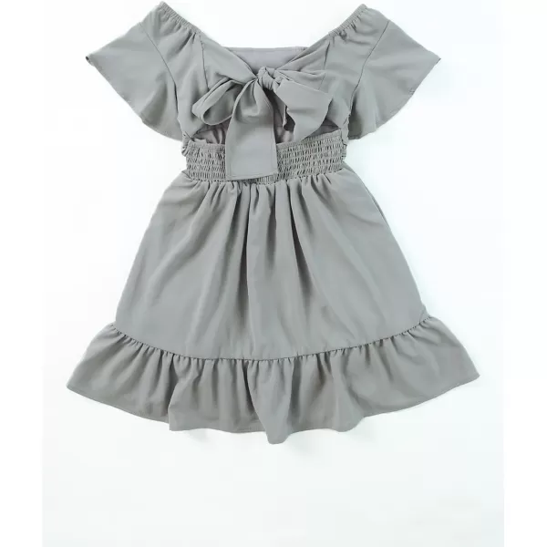 blibean Girls Summer Tie Back Dress Tween Kids Off Shoulder Dresses Size 4-13 Years