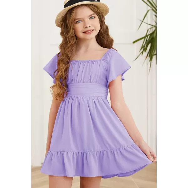 blibean Girls Summer Tie Back Dress Tween Kids Off Shoulder Dresses Size 4-13 Years