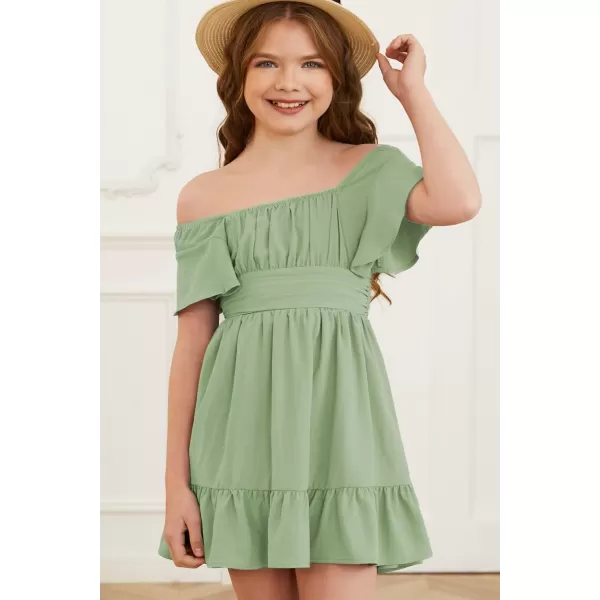 blibean Girls Summer Tie Back Dress Tween Kids Off Shoulder Dresses Size 4-13 Years
