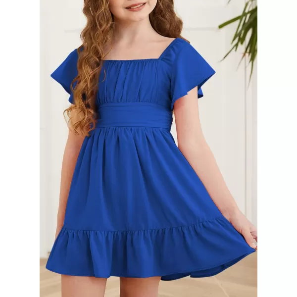 blibean Girls Summer Tie Back Dress Tween Kids Off Shoulder Dresses Size 4-13 Years