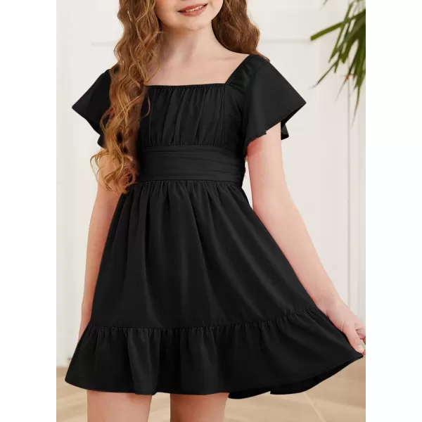 blibean Girls Summer Tie Back Dress Tween Kids Off Shoulder Dresses Size 4-13 Years