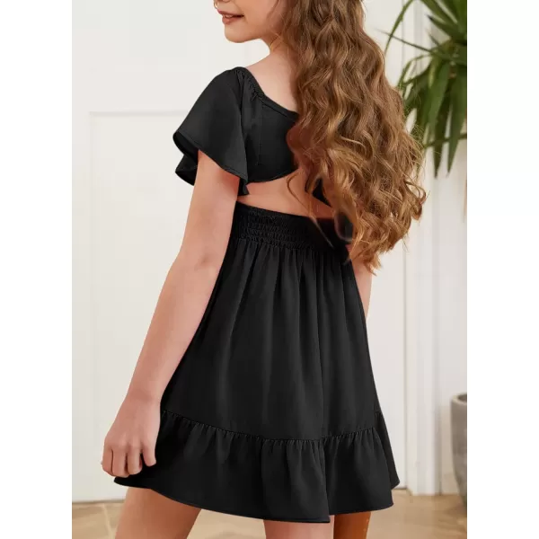 blibean Girls Summer Tie Back Dress Tween Kids Off Shoulder Dresses Size 4-13 Years