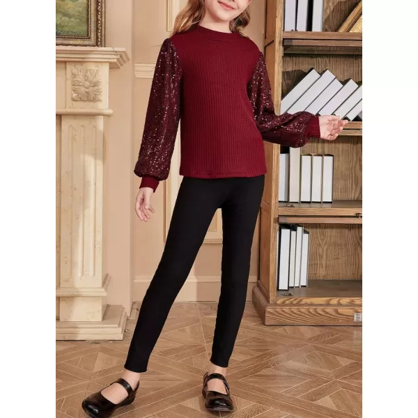 blibean Teen Girls Fall Sparkly Sequin Bloues Kids Glitter Long Sleeve Shirts Size 6-15 Years