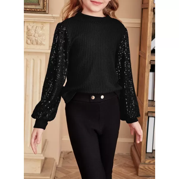 blibean Teen Girls Fall Sparkly Sequin Bloues Kids Glitter Long Sleeve Shirts Size 6-15 Years
