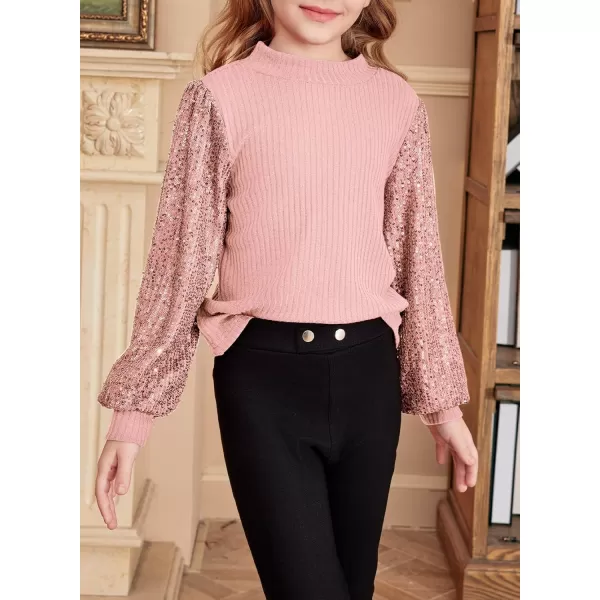 blibean Teen Girls Fall Sparkly Sequin Bloues Kids Glitter Long Sleeve Shirts Size 6-15 Years