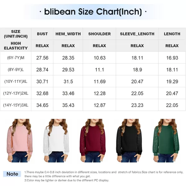 blibean Teen Girls Fall Sparkly Sequin Bloues Kids Glitter Long Sleeve Shirts Size 6-15 Years
