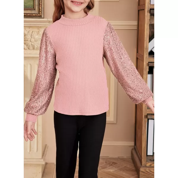 blibean Teen Girls Fall Sparkly Sequin Bloues Kids Glitter Long Sleeve Shirts Size 6-15 Years
