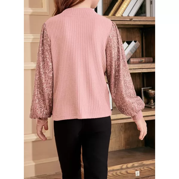 blibean Teen Girls Fall Sparkly Sequin Bloues Kids Glitter Long Sleeve Shirts Size 6-15 Years
