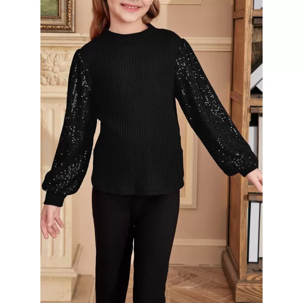 blibean Teen Girls Fall Sparkly Sequin Bloues Kids Glitter Long Sleeve Shirts Size 6-15 Years