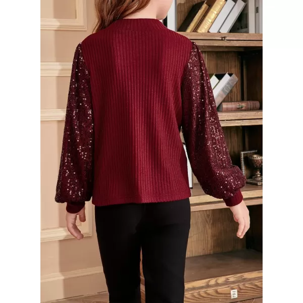 blibean Teen Girls Fall Sparkly Sequin Bloues Kids Glitter Long Sleeve Shirts Size 6-15 Years
