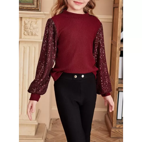 blibean Teen Girls Fall Sparkly Sequin Bloues Kids Glitter Long Sleeve Shirts Size 6-15 Years
