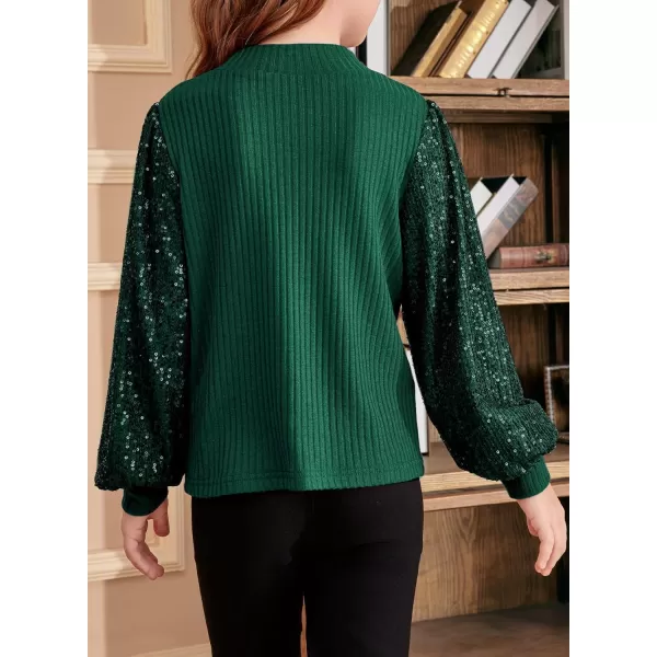 blibean Teen Girls Fall Sparkly Sequin Bloues Kids Glitter Long Sleeve Shirts Size 6-15 Years