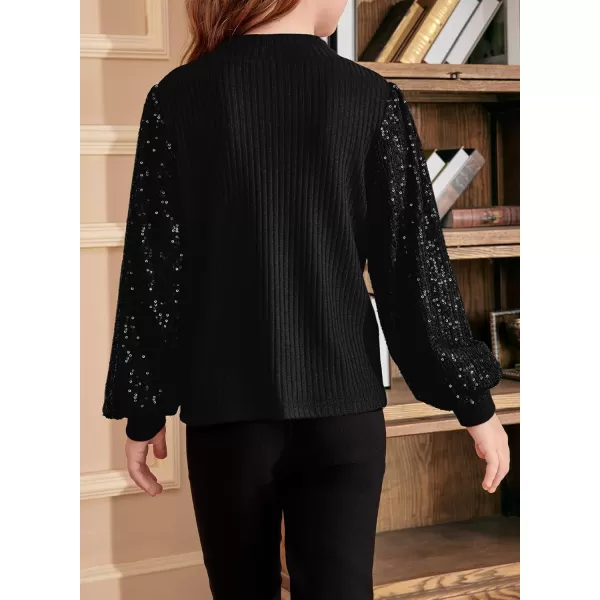 blibean Teen Girls Fall Sparkly Sequin Bloues Kids Glitter Long Sleeve Shirts Size 6-15 Years